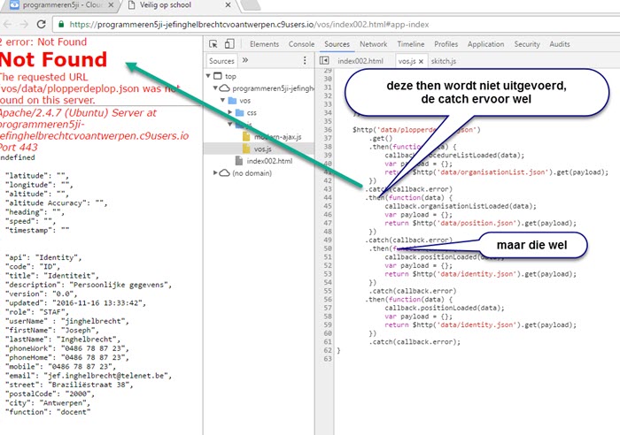 VOS - JSON inlezen met catch per poging